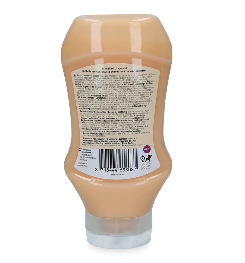 Braaaf Dog Food Sauce Zalmolie & Schapenvet 500 Ml 4 Braaaf Dog Food Sauce Zalmolie & Schapenvet 500 Ml - Afbeelding 2