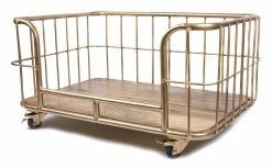 Lex & Max Hondenbank Metal Wire Basket Goud