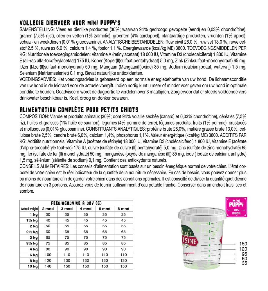 Yamipets Sjef's Cuisine Hondenvoer Mini Puppy 3 Kg 4 Yamipets Sjef's Cuisine Hondenvoer Mini Puppy 3 Kg - Afbeelding 2