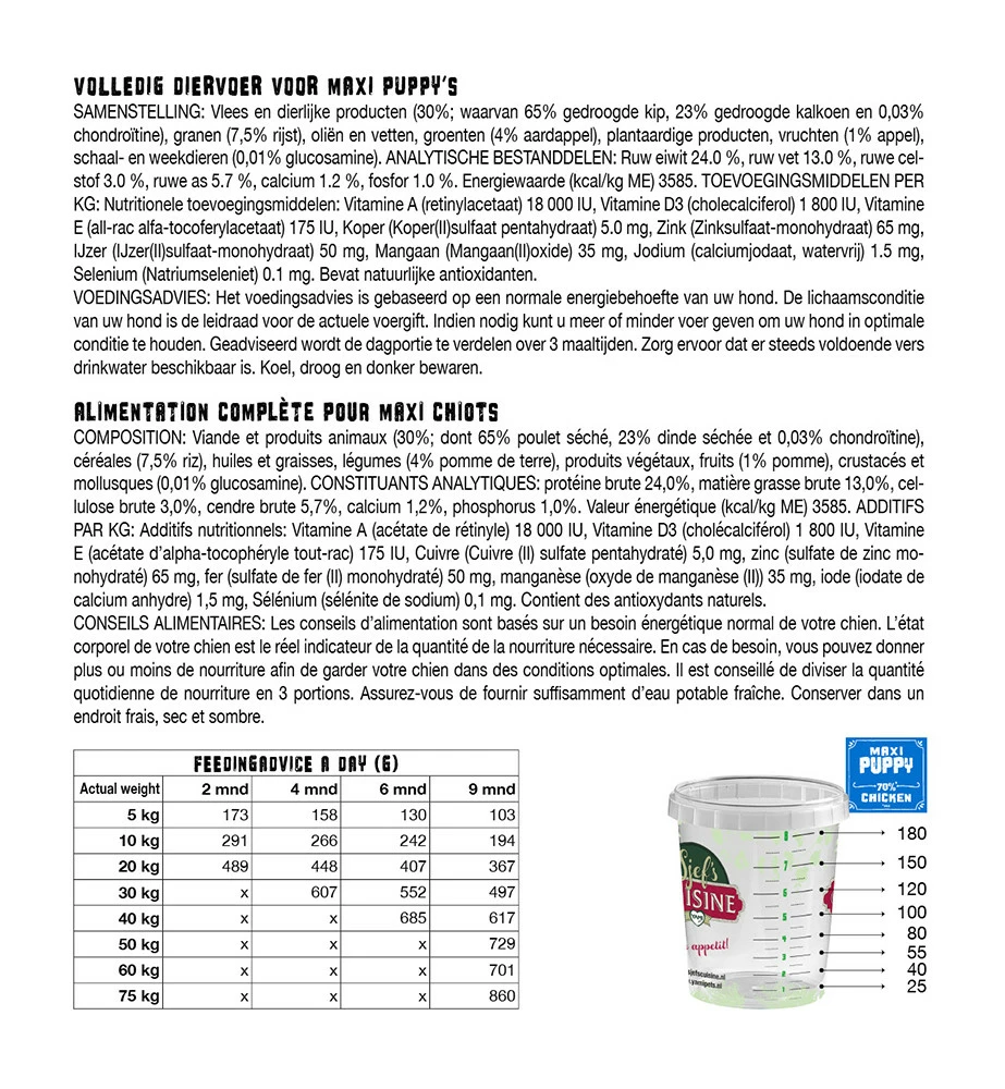 Yamipets Sjef's Cuisine Hondenvoer Maxi Puppy 3 Kg 4 Yamipets Sjef's Cuisine Hondenvoer Maxi Puppy 3 Kg - Afbeelding 2