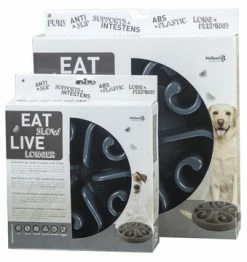 Eat Slow Live Longer Voerbak Original Grey -Hond winkel EATS004 005
