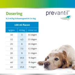Bayer Prevantil Supplement Hond En Kat 100 Ml -Hond winkel PM NL 22 0062 content web preventil dosering